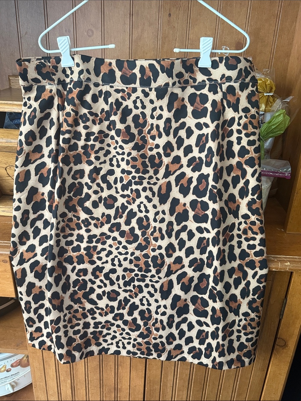 Leopard Print Pencil Skirt - Brown/Black